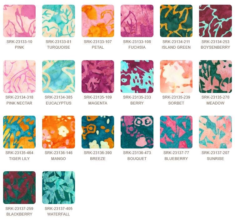 Artisan Batiks Sweet Blossoms 5" Charm Squares, Robert Kaufman CHS-1321-42, 5" Precut Floral Batik Charm Pack Fabric Squares