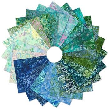 Artisan Batiks Sweet Blossoms 5" Charm Squares, Robert Kaufman CHS-1347-42, 5" Precut Pink Blue Green Floral Batik Charm Pack Fabric Squares