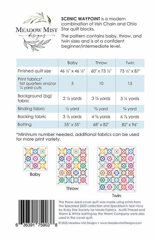 LAST CALL Sea Star Quilt Pattern, Meadow Mist Designs MMD1146, Fat Quarter FQ Friendly Stars Chains Baby Throw Twin Quilt Pattern