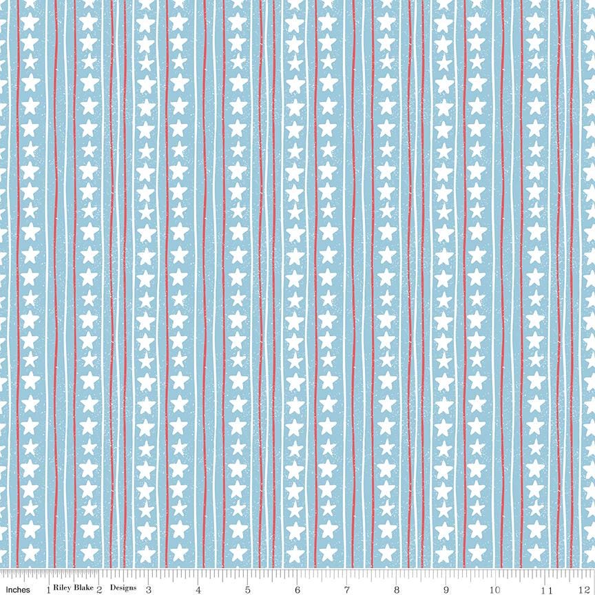 Firework Fields 5" Stacker, Riley Blake 5-17580-42, 5" Patriotic Floral Independence Day July 4th Fabric Squares, Gracey Larson