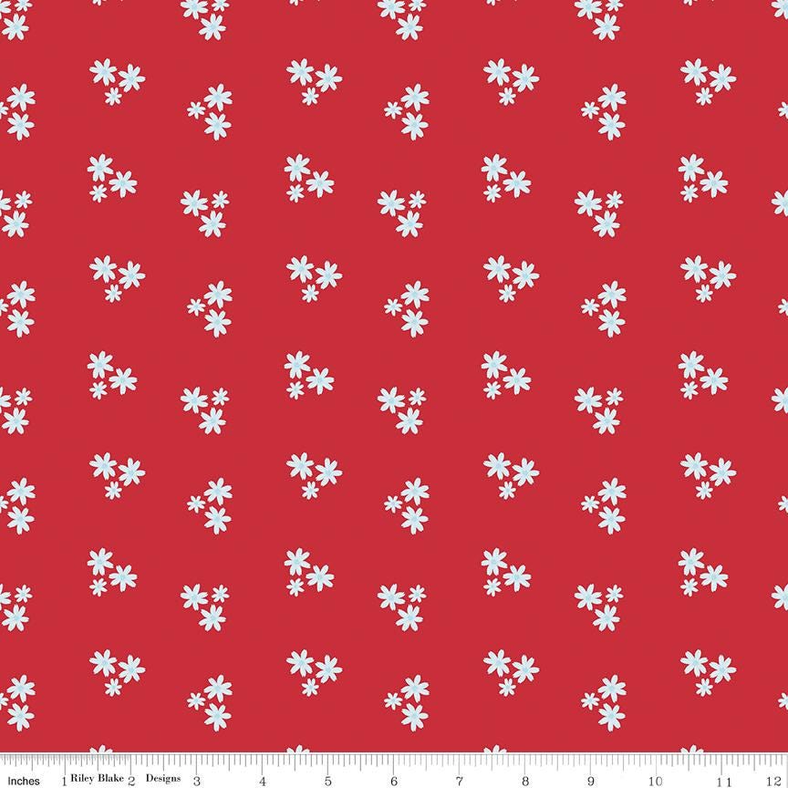 Firework Fields 5" Stacker, Riley Blake 5-17580-42, 5" Patriotic Floral Independence Day July 4th Fabric Squares, Gracey Larson