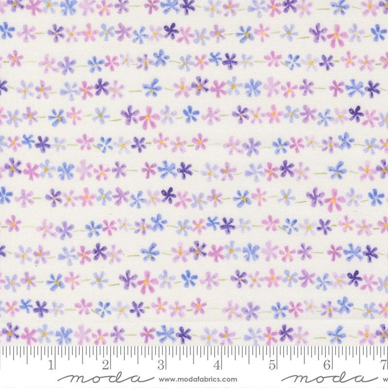 Delphiniums Charm Pack, Moda 24650PP, Precut 5" Lavender Pink Blue Watercolor Floral Quilt Fabric Squares, Janet Clare