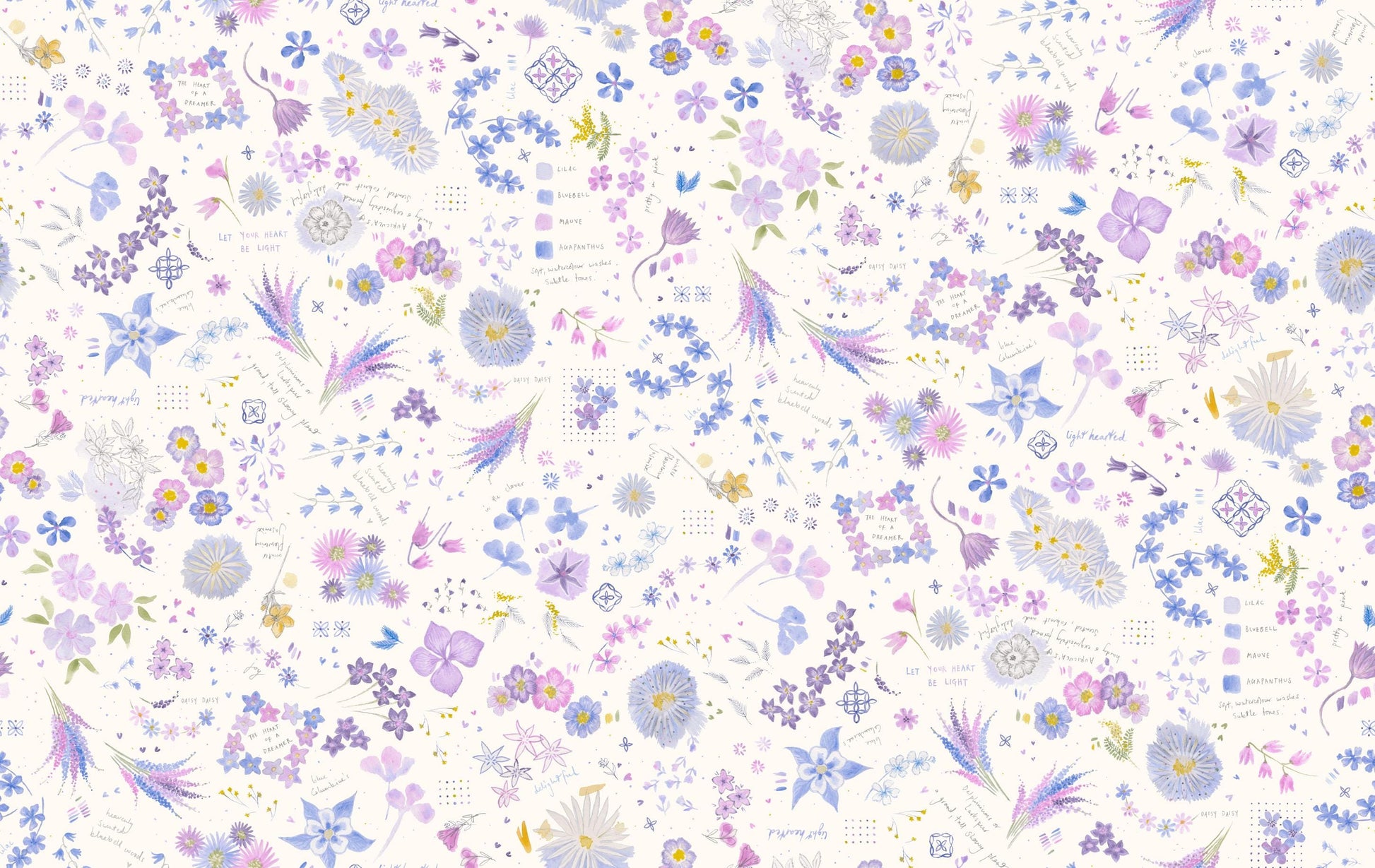 Delphinium Jelly Roll, Moda 24650JR, 2.5" Precut Pink Blue Lavender Floral Quilt Fabric Strips, Janet Clare