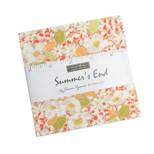 Summer's End 5" Charm Pack, Moda 35430PP, 5" Precut Pink Green Orange Floral Quilting Fabric Squares, Fig Tree