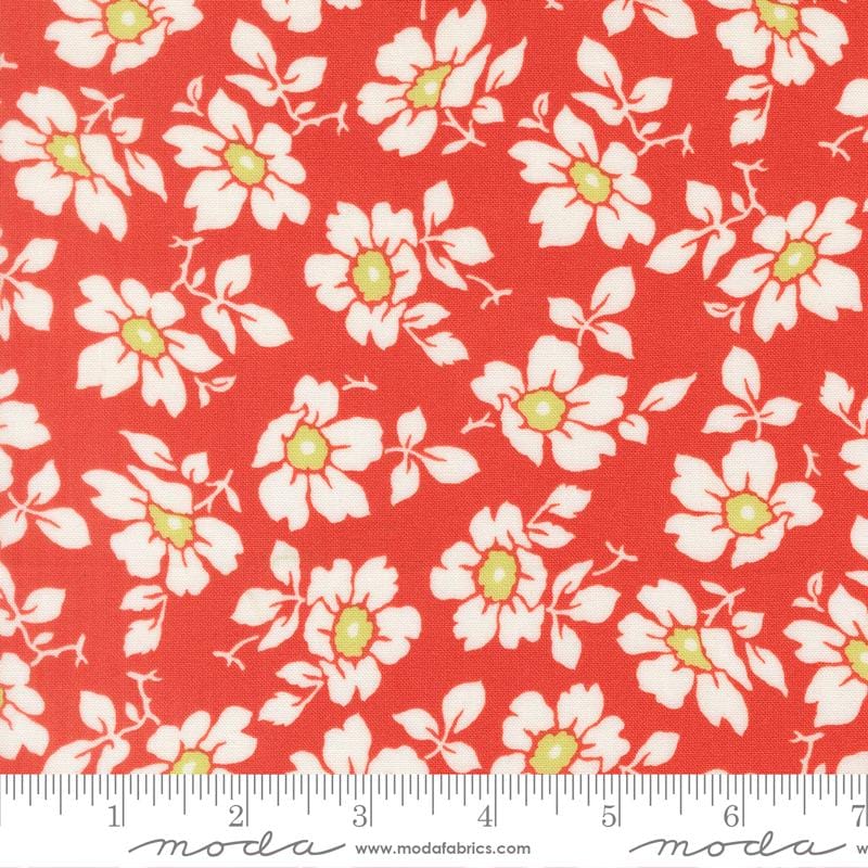 Summer's End 5" Charm Pack, Moda 35430PP, 5" Precut Pink Green Orange Floral Quilting Fabric Squares, Fig Tree