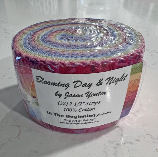 Blooming Day and Night 2.5" JUNIOR Strip Roll, In the Beginning Fabrics ST-IBFBDN-Sr, 2.5" Precut Multicolored Rainbow Floral Fabric Strips