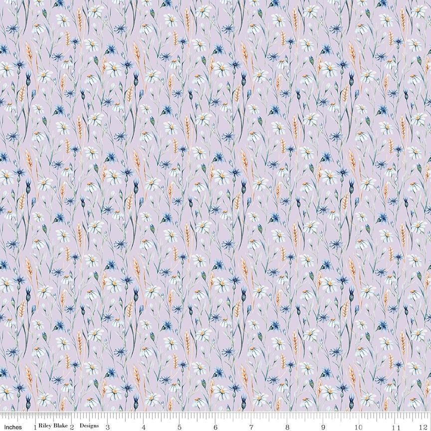 Daybreak on the Prairie 5" Stacker, Riley Blake 5-17680-42, 5" Precut Pink Blue Purple Pastel Floral Fabric Squares, Gilbert, Modern Prairie