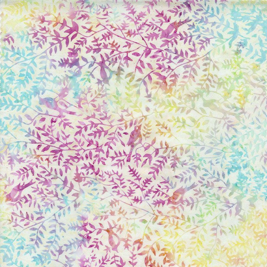 Tonga Blossom Batik 5" Squares, Timeless Treasures Treat-Mini42 Blossom, 5" Precut Pink Blue Lavender Yellow Green Batik Charm Pack Squares