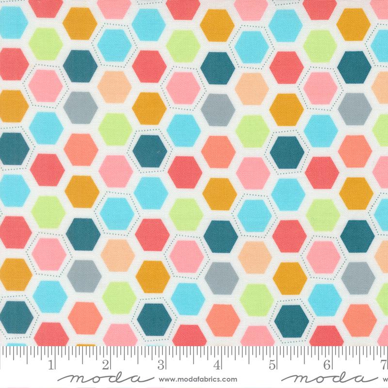 Honeyed Horizon 5" Charm Pack, Moda 47010PP, 5" Precut Pink Peach Aqua Green Floral Charm Pack Fabric Squares, Keri Anguiano