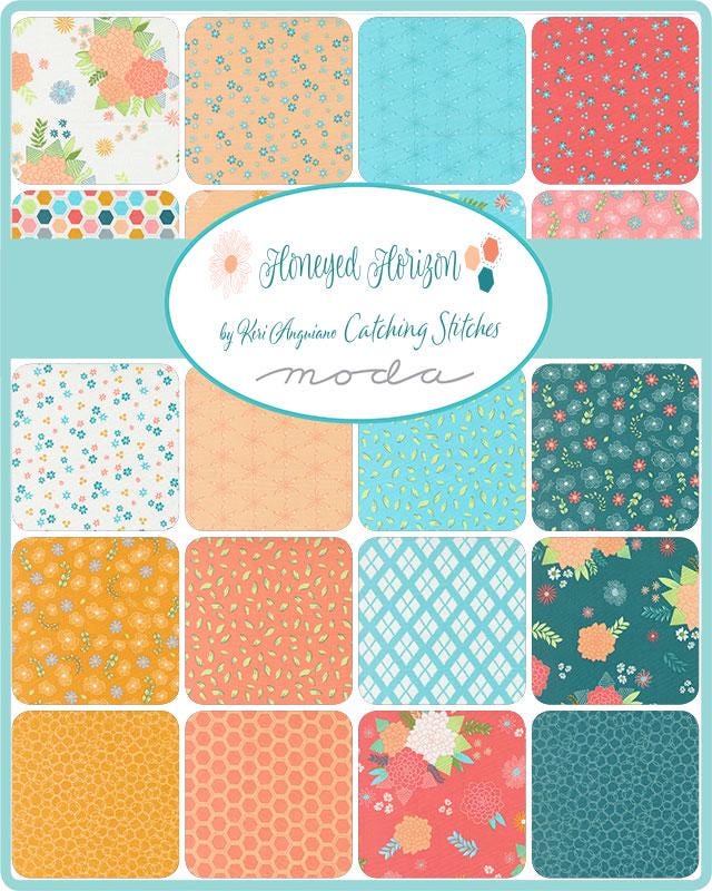Honeyed Horizon 2.5" Jelly Roll, Moda 47010JR, 2.5" Precut Teal Pink Peach Aqua Green Floral Fabric Strips, Keri Anguiano