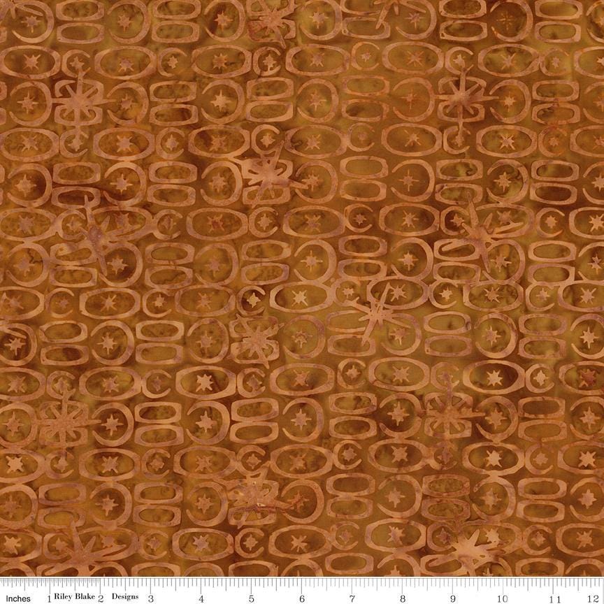 Expressions Batiks Starburst Groove 5" Stacker, Riley Blake 5-23578-42, 5" Precut Orange Green Blue Yellow Brown Batik Fabric Squares
