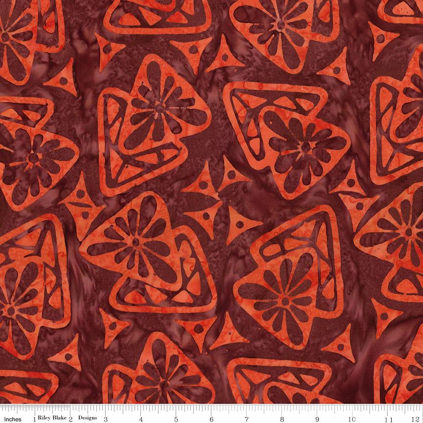 Expressions Batiks Starburst Groove 5" Stacker, Riley Blake 5-23578-42, 5" Precut Orange Green Blue Yellow Brown Batik Fabric Squares