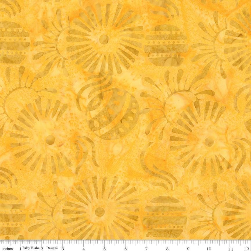 Expressions Batiks Starburst Groove 5" Stacker, Riley Blake 5-23578-42, 5" Precut Orange Green Blue Yellow Brown Batik Fabric Squares