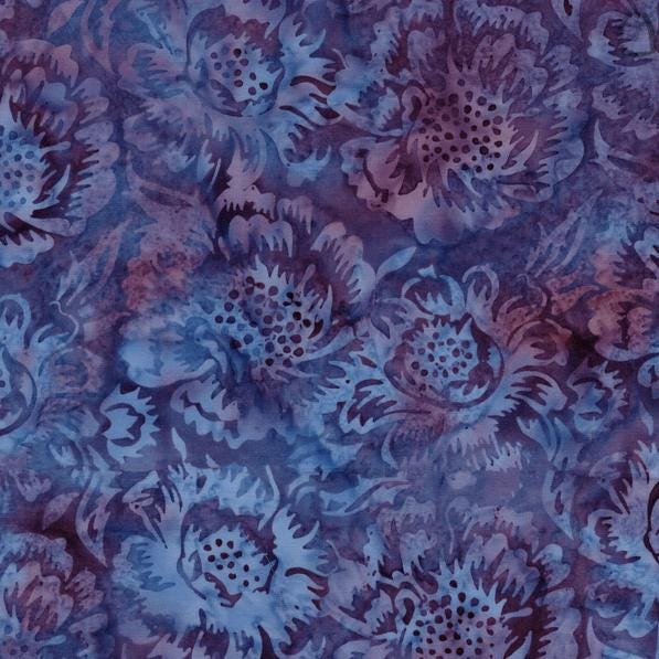 Springtime Bouquet 5" Stamp, Island Batik, 5" Precut Blue Green Pink Purple Floral Batik Fabric Charm Pack Quilt Squares