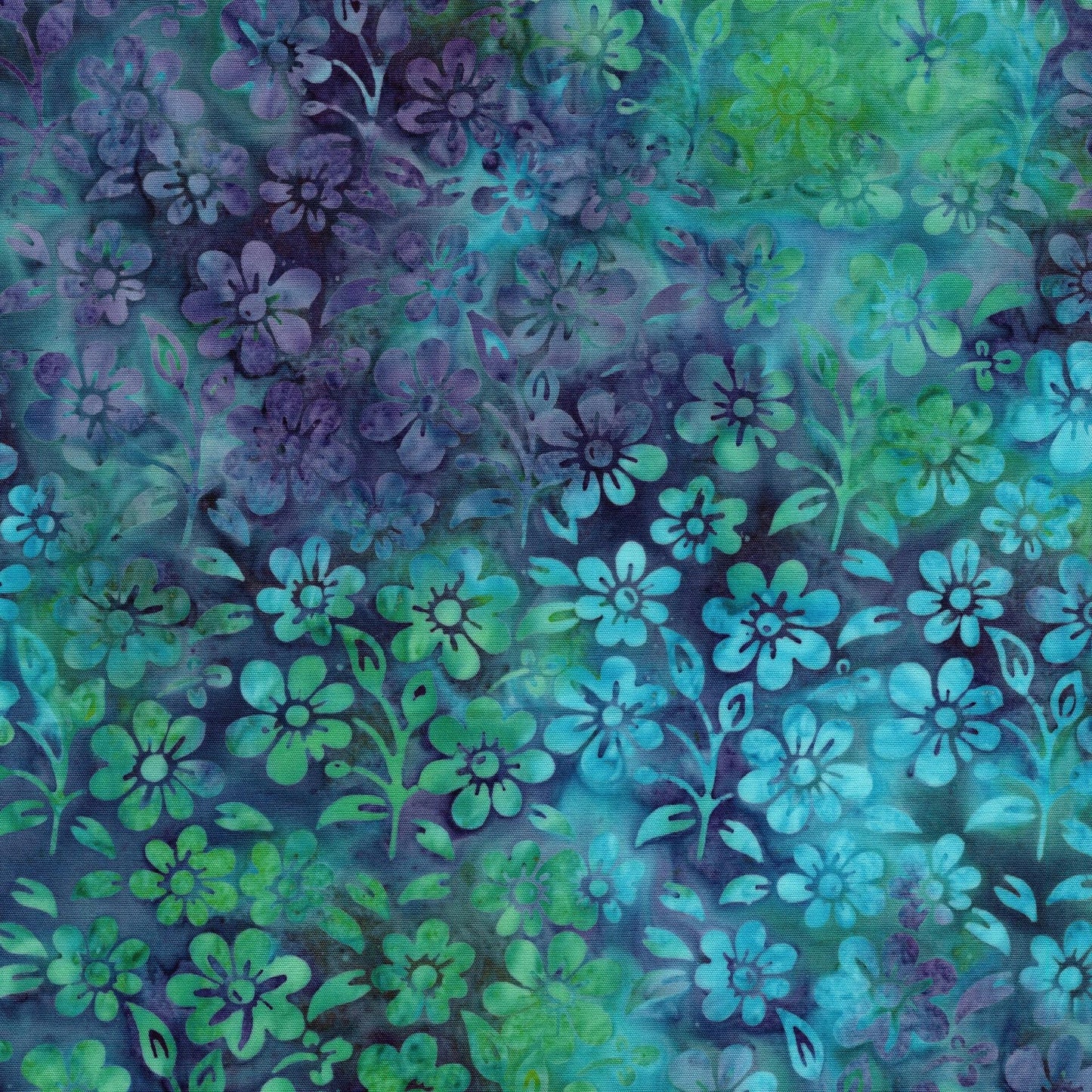 Springtime Bouquet 5" Stamp, Island Batik, 5" Precut Blue Green Pink Purple Floral Batik Fabric Charm Pack Quilt Squares