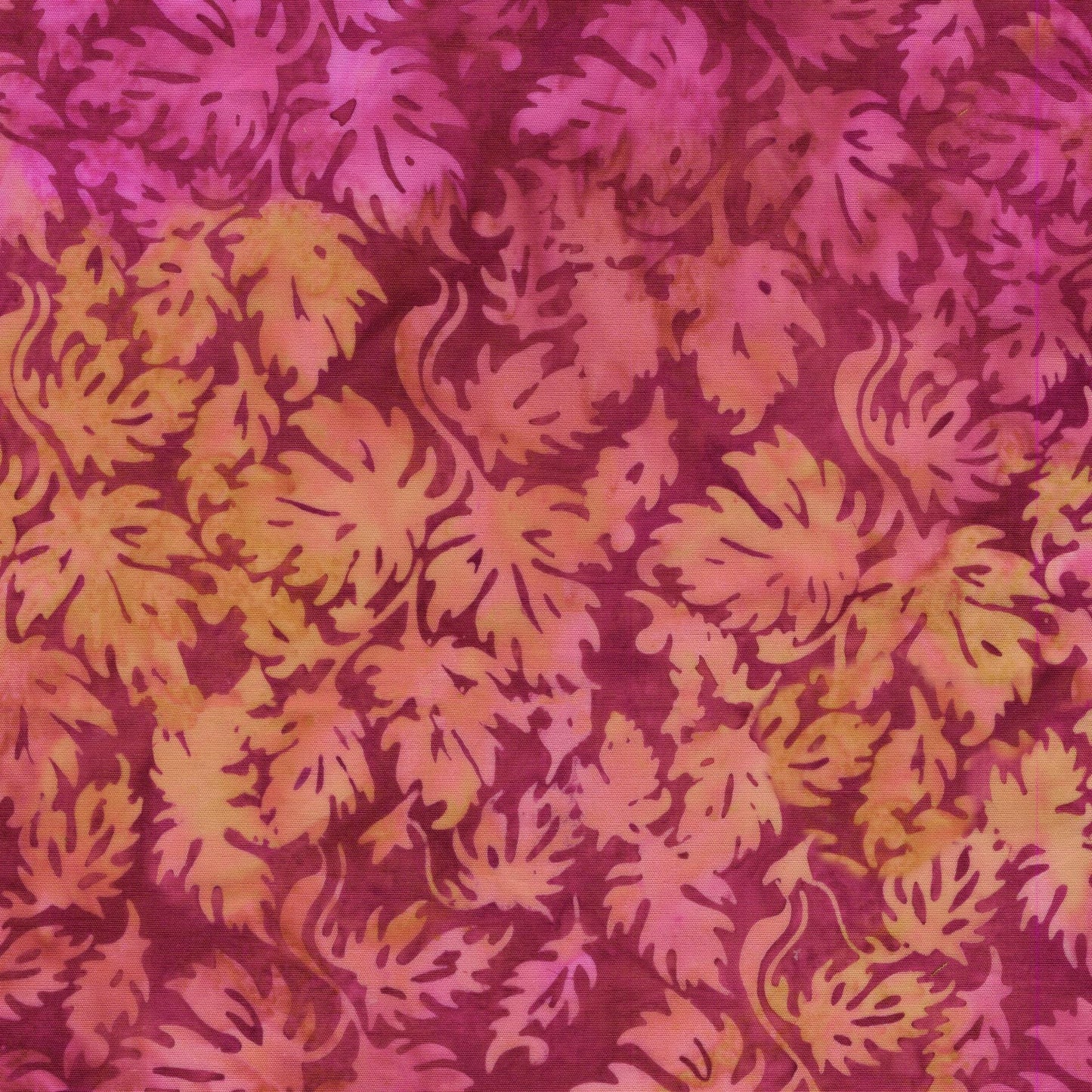 Posy Twist 5" Stamp, Island Batik, 5" Precut Pink Orange Red Green Floral Batik Fabric Charm Pack Quilt Squares