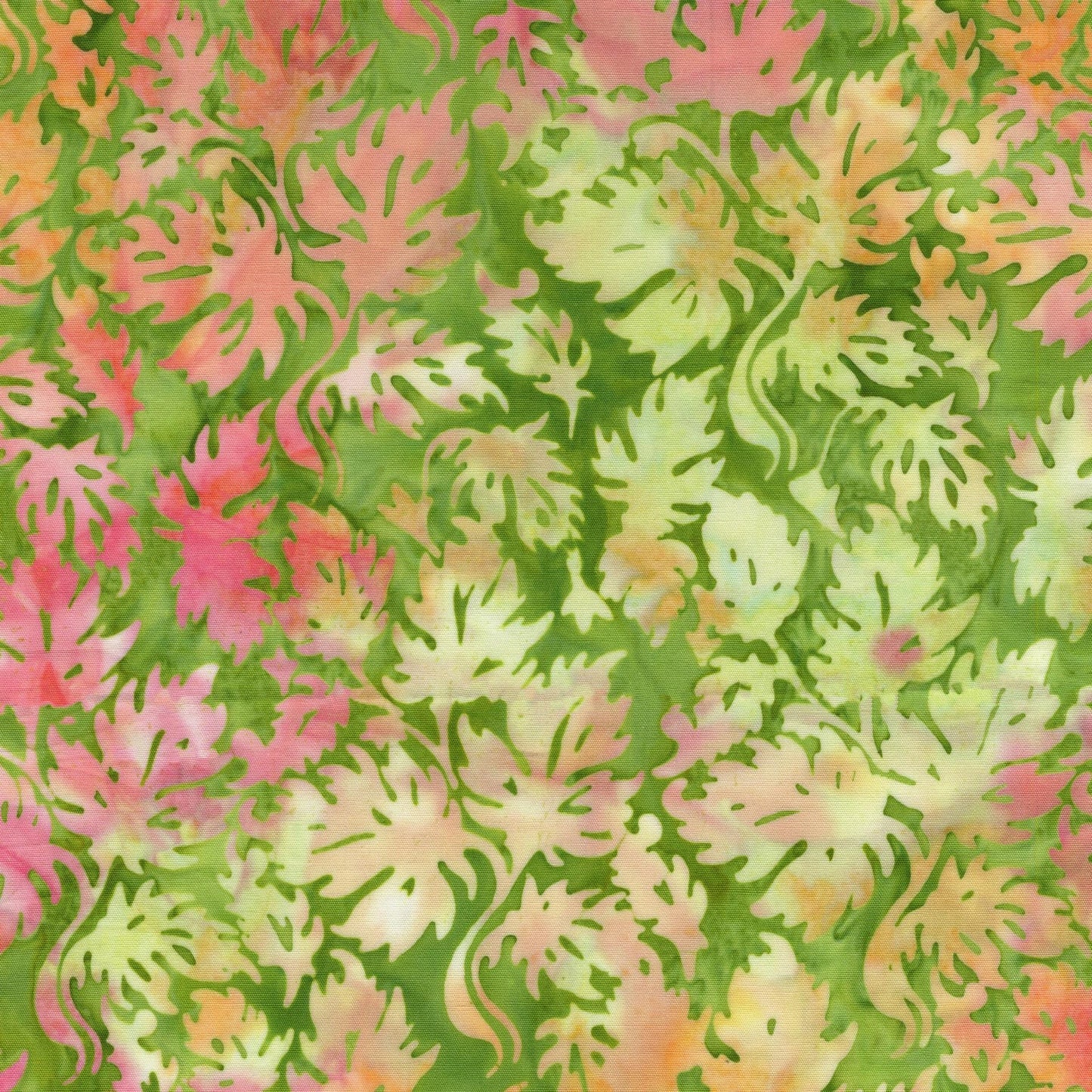 Posy Twist 5" Stamp, Island Batik, 5" Precut Pink Orange Red Green Floral Batik Fabric Charm Pack Quilt Squares