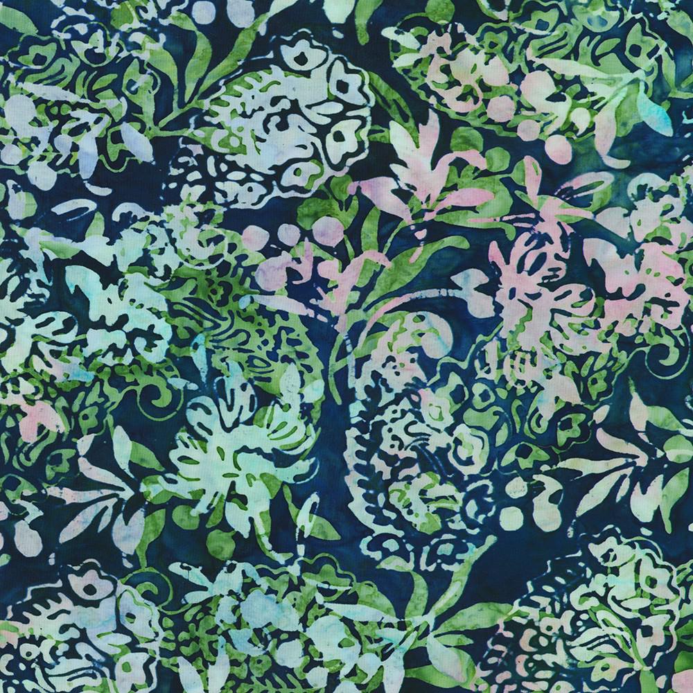 Artisan Batiks Sweet Blossoms 5" Charm Squares, Robert Kaufman CHS-1347-42, 5" Precut Pink Blue Green Floral Batik Charm Pack Fabric Squares