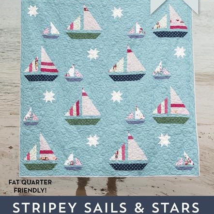 Stripey Sails and Stars Quilt Pattern, Melissa Mortenson PDC0649, Fat Quarter Friendly Sailboats Stars Quilt Pattern