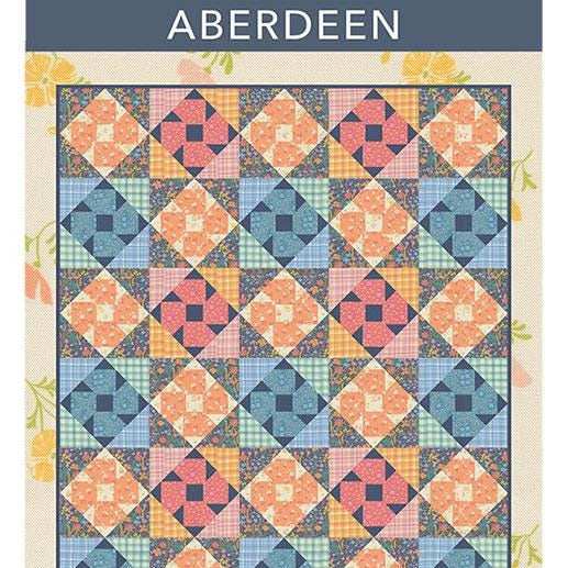 Aberdeen Quilt Pattern, Crystal Manning CMA901, Yardage Friendly Flowers in Squares Throw Quilt Pattern