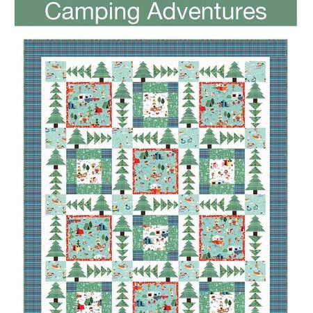 Camping Adventures Quilt Pattern, Pine Tree Country Quilts PT2223, Evergreen Pine Trees Blocks Throw Quilt Pattern