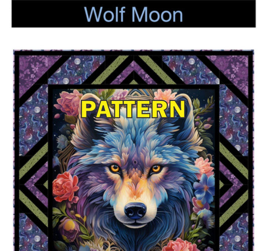 Wolf Moon Panel Frame Quilt PATTERN, Pine Tree Country Quilts PT2191, 36" Fabric Panel Friendly Vertical Panel Frame Quilt Pattern