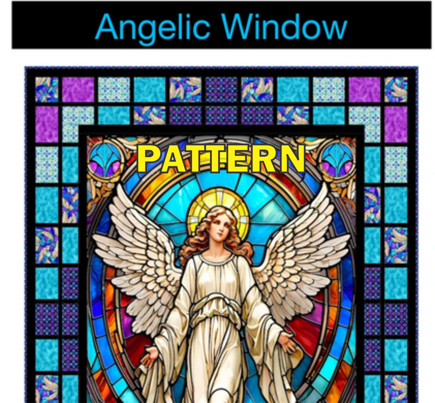 Angelic Window Panel Frame Quilt PATTERN, Pine Tree Country Quilts PT2219, 36" Fabric Panel Friendly Vertical Panel Frame Lap Quilt Pattern