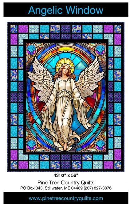 Angelic Window Panel Frame Quilt PATTERN, Pine Tree Country Quilts PT2219, 36" Fabric Panel Friendly Vertical Panel Frame Lap Quilt Pattern