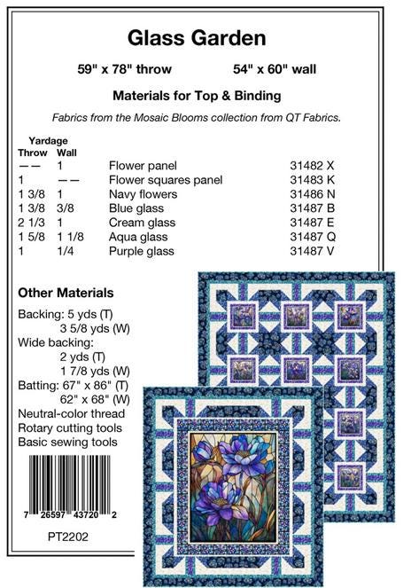 Glass Garden Panel Frame Quilt Pattern, Pine Tree Country Quilts PT2202, Fabric Panel Focal Print Friendly Throw Quilt Pattern Two Layouts