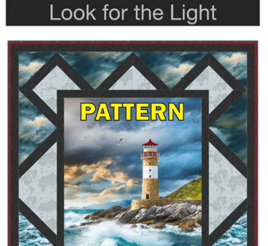 Look for the Light Panel Frame Quilt PATTERN, Pine Tree Country Quilts PT2194, 36" Fabric Panel Friendly Panel Frame Lap Throw Quilt Pattern