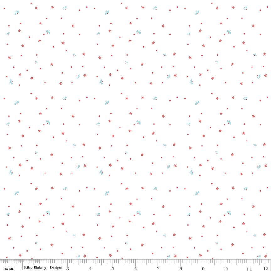 Firework Fields 5" Stacker, Riley Blake 5-17580-42, 5" Patriotic Floral Independence Day July 4th Fabric Squares, Gracey Larson