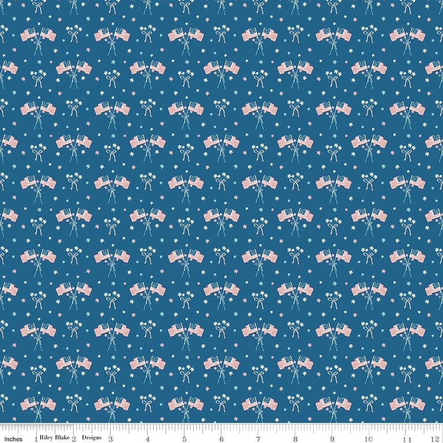 Firework Fields 5" Stacker, Riley Blake 5-17580-42, 5" Patriotic Floral Independence Day July 4th Fabric Squares, Gracey Larson