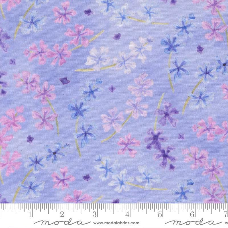 Delphiniums Charm Pack, Moda 24650PP, Precut 5" Lavender Pink Blue Watercolor Floral Quilt Fabric Squares, Janet Clare