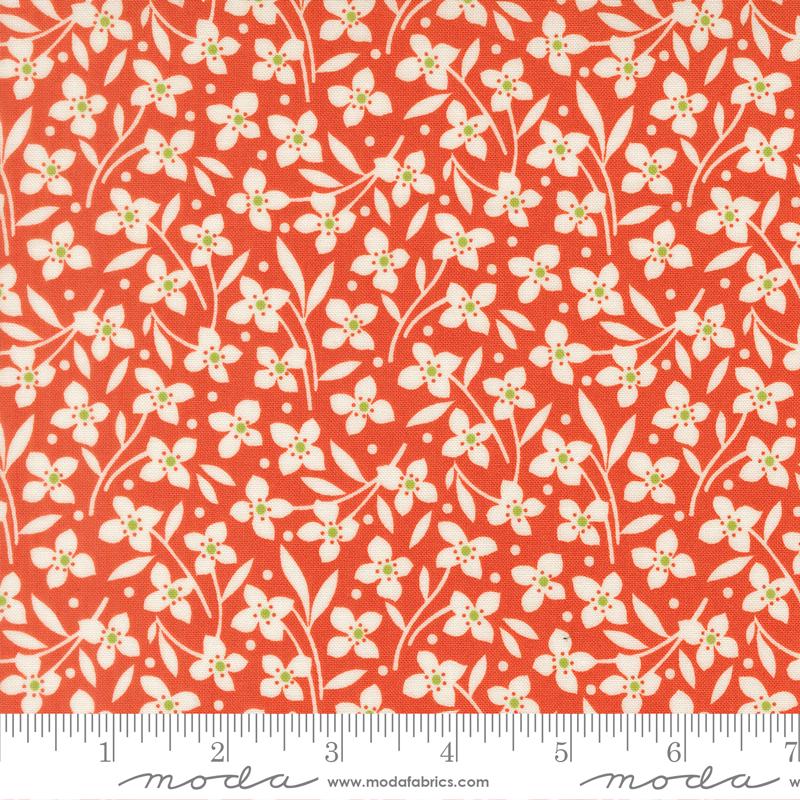 Summer's End Jelly Roll, Moda 35430JR, 2.5" Green Orange Red Pink Precut Floral Fabric Strips, Fig Tree and Co