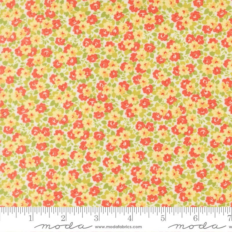 Summer's End Jelly Roll, Moda 35430JR, 2.5" Green Orange Red Pink Precut Floral Fabric Strips, Fig Tree and Co