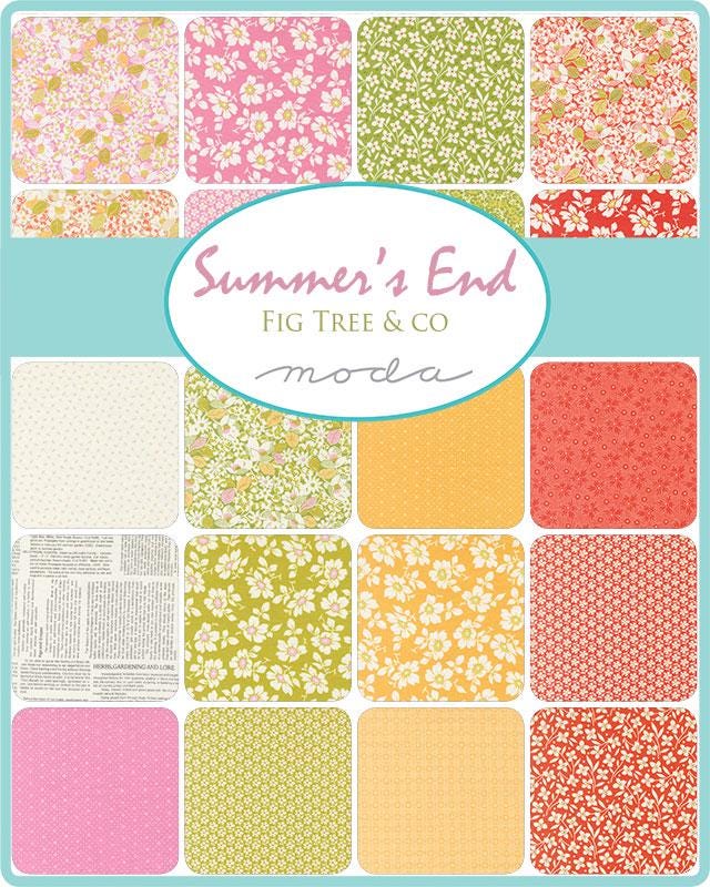 Summer's End 5" Charm Pack, Moda 35430PP, 5" Precut Pink Green Orange Floral Quilting Fabric Squares, Fig Tree