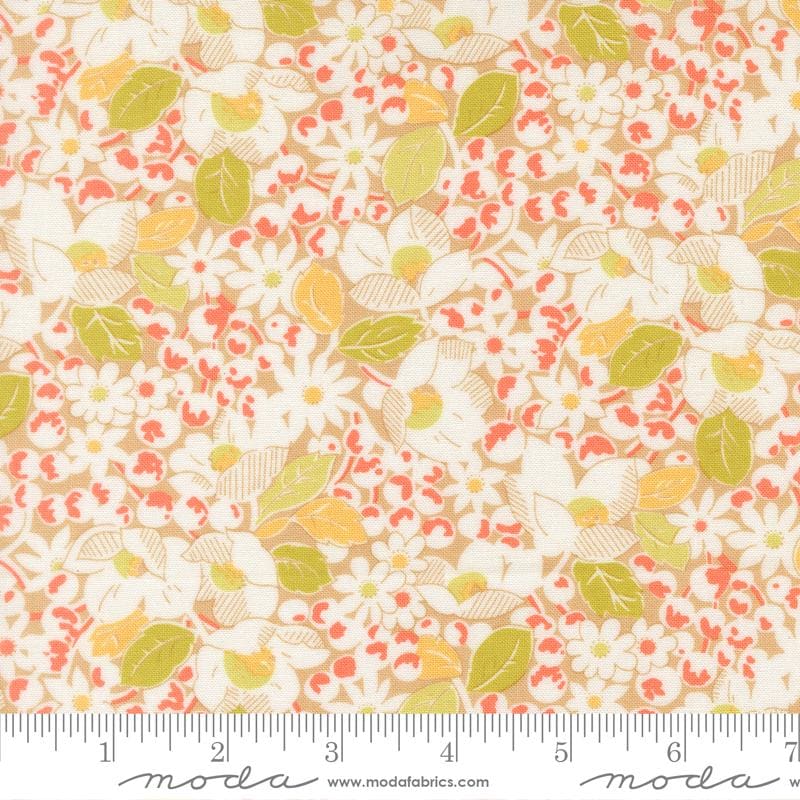 Summer's End 5" Charm Pack, Moda 35430PP, 5" Precut Pink Green Orange Floral Quilting Fabric Squares, Fig Tree