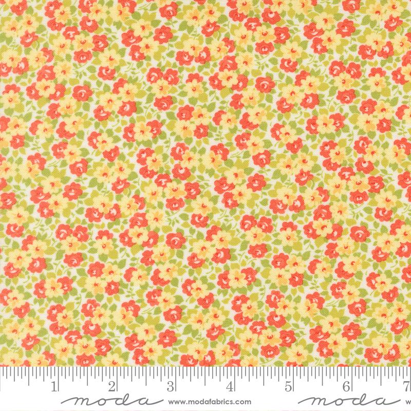 Summer's End 5" Charm Pack, Moda 35430PP, 5" Precut Pink Green Orange Floral Quilting Fabric Squares, Fig Tree