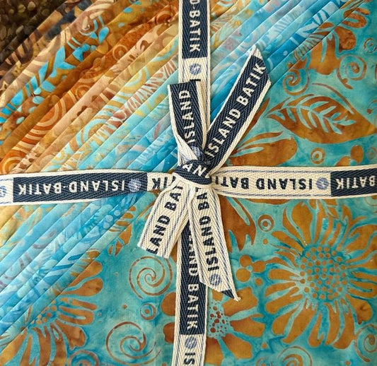 Bloom Grove 10" Squares, Island Batik, 10" Precut Turquoise Blue Brown Batik Layer Cake Fabric Squares