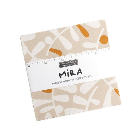 Mira 5" Charm Pack, Moda 11670PP, 5" Precut Modern Brown Beige Gray Cream Quilt Charm Fabric Squares, Zen Chic
