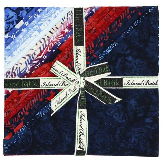 Jubilee 10" Stack, Island Batik, 10" Precut Patriotic Layer Cake Quilt Fabric Squares, Red White Blue Batiks