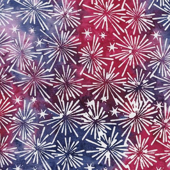 Jubilee 10" Stack, Island Batik, 10" Precut Patriotic Layer Cake Quilt Fabric Squares, Red White Blue Batiks