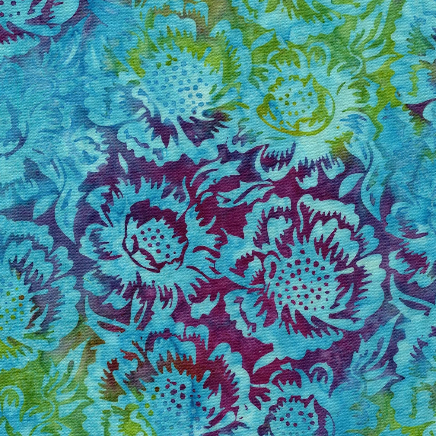 Springtime Bouquet 5" Stamp, Island Batik, 5" Precut Blue Green Pink Purple Floral Batik Fabric Charm Pack Quilt Squares
