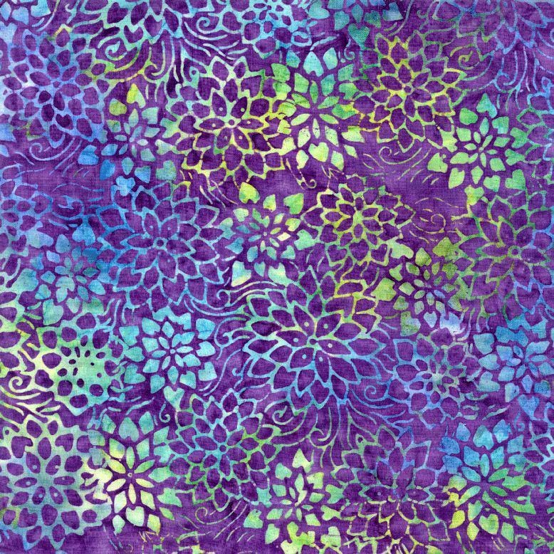 Tonga Mermaid Batik 5" Squares, Timeless Treasures Treat-Mini42 Blossom, 5" Precut Teal Turquoise Lavender Batik Charm Pack Squares