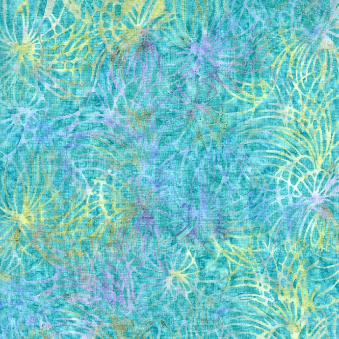 Tonga Mermaid Batik 5" Squares, Timeless Treasures Treat-Mini42 Blossom, 5" Precut Teal Turquoise Lavender Batik Charm Pack Squares