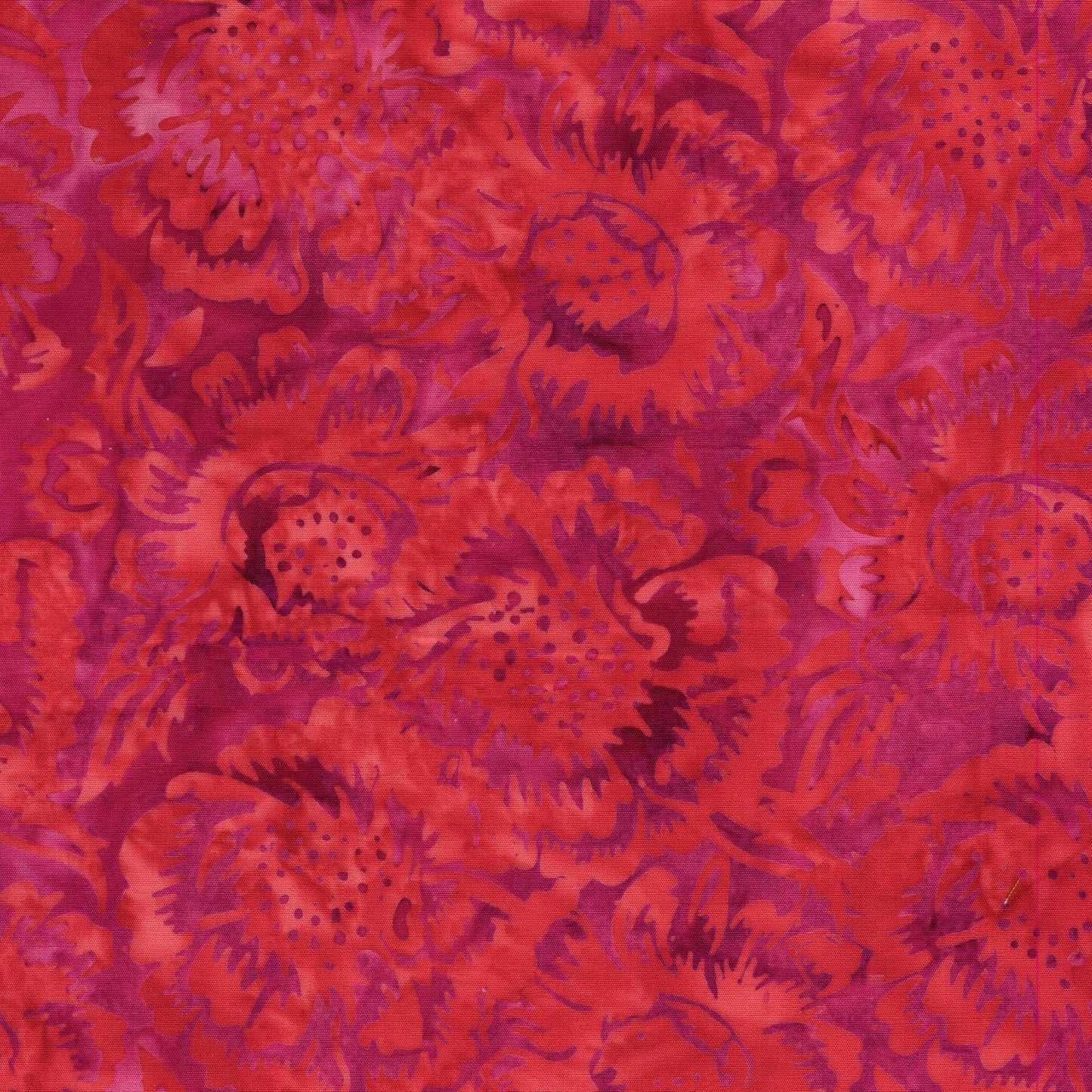 Posy Twist 5" Stamp, Island Batik, 5" Precut Pink Orange Red Green Floral Batik Fabric Charm Pack Quilt Squares