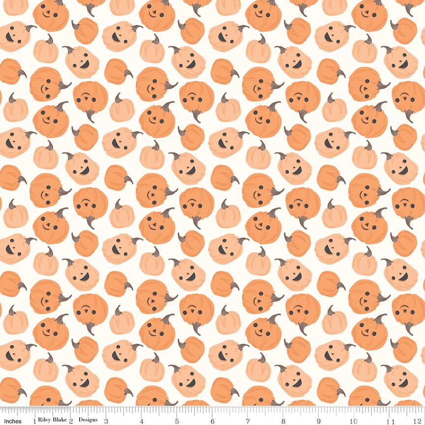 Frank and Friends Halloween 10" Stacker, Riley Blake 10-17470-42, 10" Precut Pink Orange Green Black Halloween Quilt Fabric, My Mind's Eye