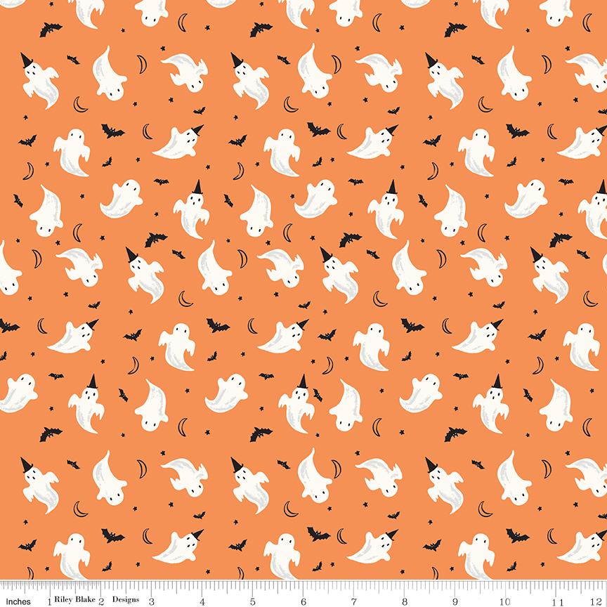 Frank and Friends Halloween 10" Stacker, Riley Blake 10-17470-42, 10" Precut Pink Orange Green Black Halloween Quilt Fabric, My Mind's Eye
