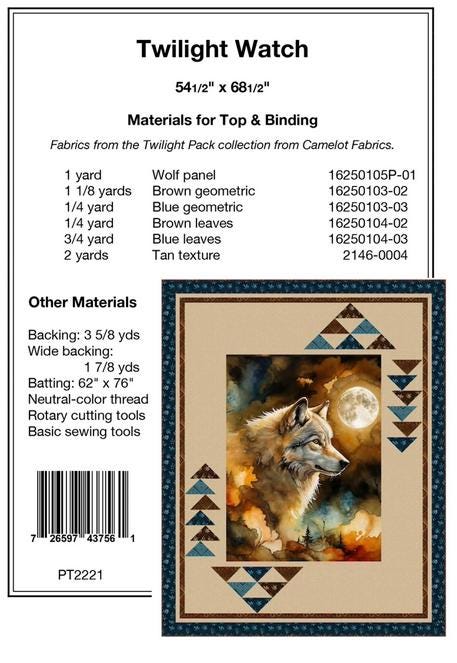 Twilight Watch Panel Frame Quilt PATTERN, Pine Tree Country Quilts PTN2221, 36" Fabric Panel Friendly Flying Geese Panel Frame Quilt Pattern