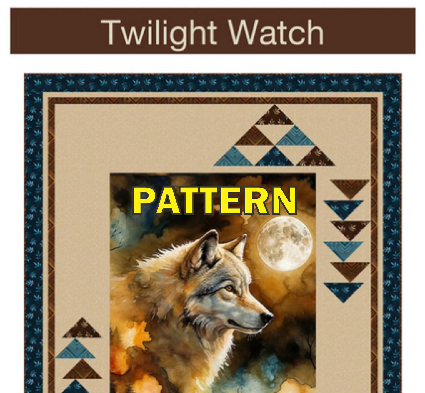 Twilight Watch Panel Frame Quilt PATTERN, Pine Tree Country Quilts PTN2221, 36" Fabric Panel Friendly Flying Geese Panel Frame Quilt Pattern
